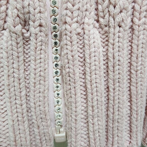 Storybook Knits Sweater Womens 2X Pink Cable Knit Cardigan Full Zip Rhinestones - Picture 14 of 14